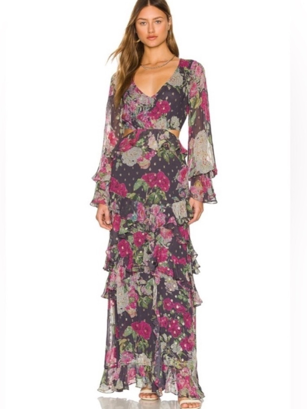 Rococo Sand Avar Maxi Dress Long Sleeve - Raisin size XS Wedding Guest